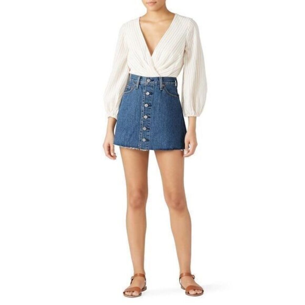 LEVI'S Denim Button Front Mini Skirt